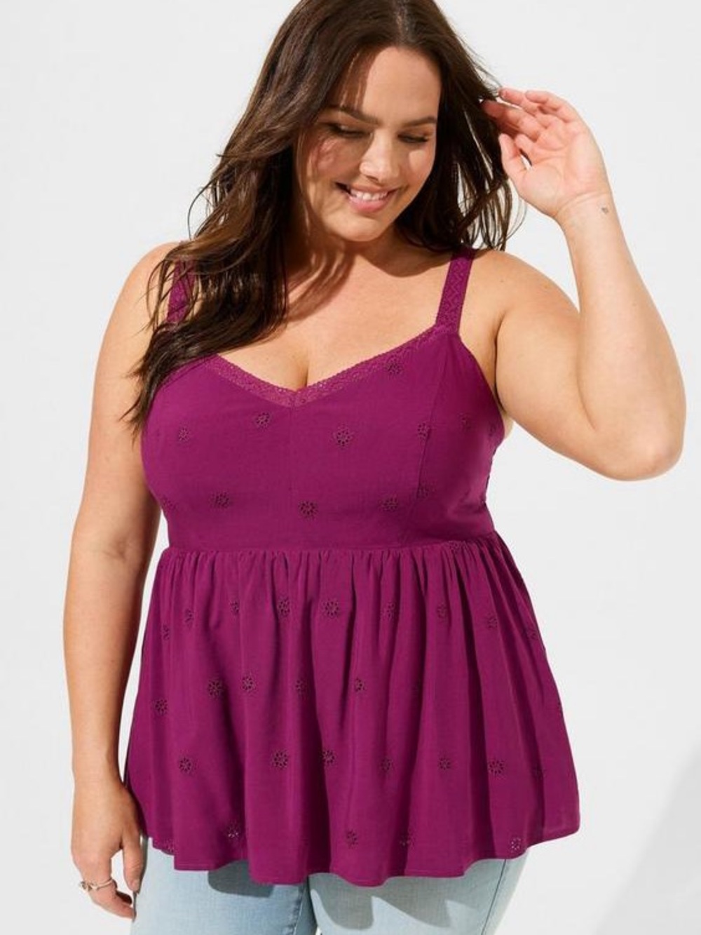 Torrid 0X Peplum Eyelet Cami Tank Top NWT